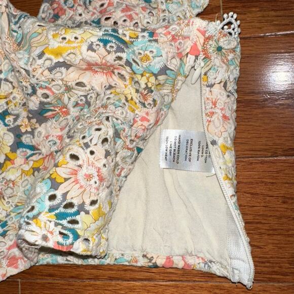 Lulus Sweeter Than Ever Floral Eyelet Ruffle Sleeve Crop Top Size XL - Picture 7 of 13